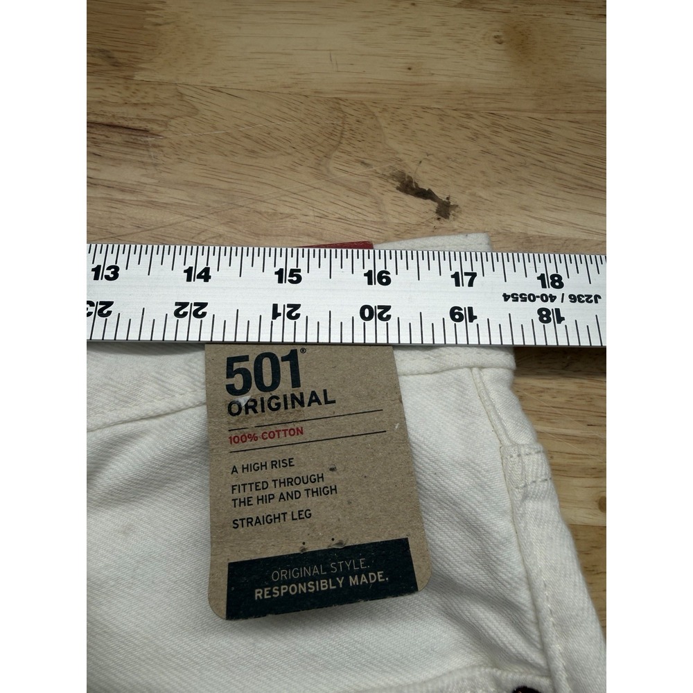 Levis 501 Original Fit Jeans Straight Leg Button Fly‎ 100% Cotton 33x30 White - Picture 10 of 12